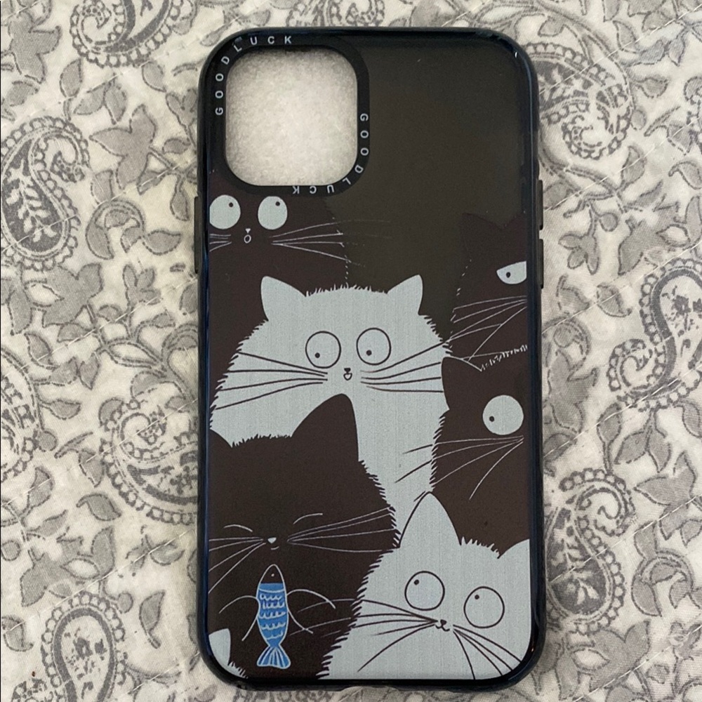 NWOT Cat Faces Phone Case Black and Gray